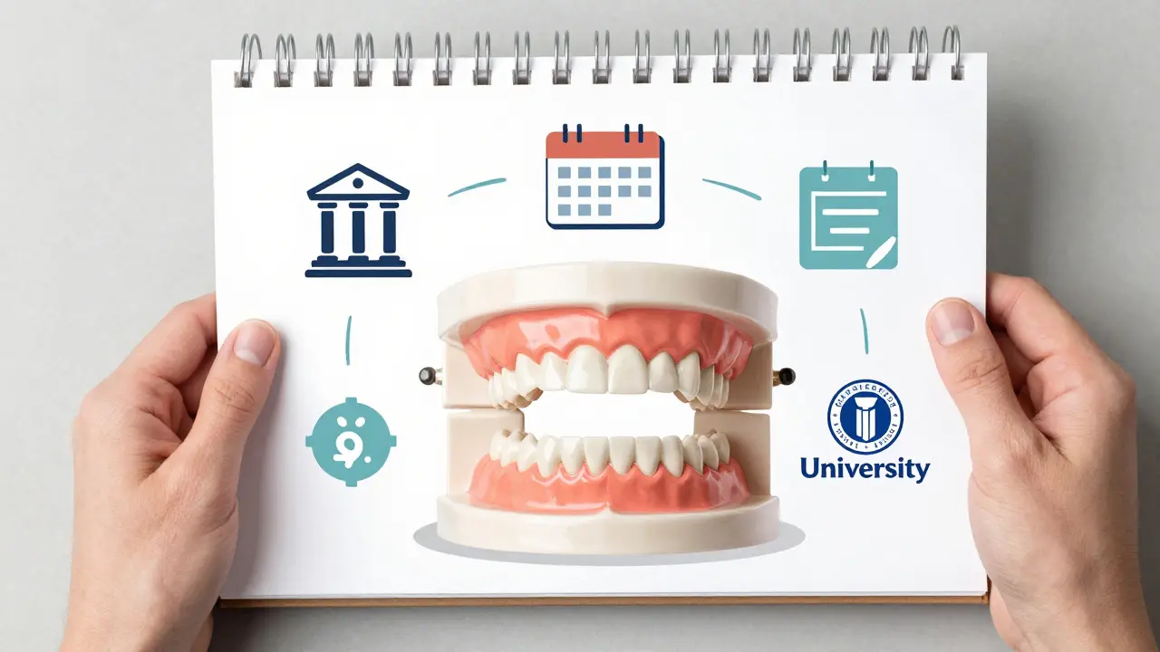 Ilustrace s ikonami různých možností financování keramických fazet: úvěr, splátky, daňová sleva a univerzitní klinika.